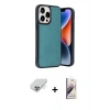 MARSİLYAN™- iPhone 14 Pro Max Kılıf Kıvılcım Işık Serisi - Siyah Bilvis 3D Mat Cam Ekran Koruyucu + Band Metal Kamera Lens - GS