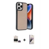 MARSİLYAN™- iPhone 14 Pro Max Kılıf Kıvılcım Işık Serisi - Siyah Bilvis 3D Mat Cam Ekran Koruyucu + Bilvis Titan Kamera Lens - GD