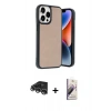 MARSİLYAN™- iPhone 14 Pro Max Kılıf Kıvılcım Işık Serisi - Siyah Bilvis 3D Mat Cam Ekran Koruyucu + Raze Metal Kamera Lens - GS