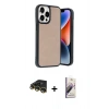 MARSİLYAN™- iPhone 14 Pro Max Kılıf Kıvılcım Işık Serisi - Siyah Bilvis 3D Mat Cam Ekran Koruyucu + Raze Metal Kamera Lens - GD