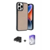MARSİLYAN™- iPhone 14 Pro Max Kılıf Kıvılcım Işık Serisi - Siyah Bilvis 5in1 3D Magic Cam Ekran Koruyucu + Gümüş Raze Metal Kamera Lens
