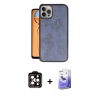 MARSİLYAN™- iPhone 14 Pro Max Kılıf Kıvılcım Işık Serisi - Siyah Bilvis 5in1 5D Magic Hayalet Cam Ekran Koruyucu + Turuncu PVD Metal Kamera Lens