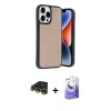 MARSİLYAN™- iPhone 14 Pro Max Kılıf Kıvılcım Işık Serisi - Siyah Bilvis 5in1 5D Magic Hayalet Cam Ekran Koruyucu + Raze Metal Kamera Lens - GD