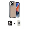 MARSİLYAN™- iPhone 14 Pro Max Kılıf Kıvılcım Işık Serisi - Siyah Bilvis Hayalet Cam Ekran Koruyucu + PVD Metal Kamera Lens - TU