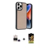 MARSİLYAN™- iPhone 14 Pro Max Kılıf Kıvılcım Işık Serisi - Siyah Buffer Cam Ekran Koruyucu + Bilvis Titan Kamera Lens - DNMR