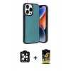 MARSİLYAN™- iPhone 14 Pro Max Kılıf Kıvılcım Işık Serisi - Siyah Buffer Cam Ekran Koruyucu + PVD Metal Kamera Lens - TU