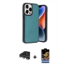 MARSİLYAN™- iPhone 14 Pro Max Kılıf Kıvılcım Işık Serisi - Siyah Buffer Hayalet Cam Ekran Koruyucu + Raze Metal Kamera Lens - GS