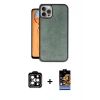 MARSİLYAN™- iPhone 14 Pro Max Kılıf Kıvılcım Işık Serisi - Siyah Buffer Hayalet Cam Ekran Koruyucu + PVD Metal Kamera Lens - TU