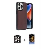 MARSİLYAN™- iPhone 14 Pro Max Kılıf Kıvılcım Işık Serisi - Siyah Buffer Hayalet Cam Ekran Koruyucu + PVD Metal Kamera Lens - TU