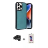 MARSİLYAN™- iPhone 14 Pro Max Kılıf Kıvılcım Işık Serisi - Siyah Joko 5D Cam + Gümüş Raze Metal Kamera Lens