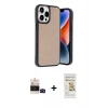 MARSİLYAN™- iPhone 14 Pro Max Kılıf Kıvılcım Işık Serisi - Siyah Mat Seramik Nano Ekran Koruyucu + Bilvis Titan Kamera Lens - SH