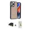 MARSİLYAN™- iPhone 14 Pro Max Kılıf Kıvılcım Işık Serisi - Siyah Mat Seramik Nano Ekran Koruyucu + Raze Metal Kamera Lens - GD