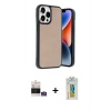 MARSİLYAN™- iPhone 14 Pro Max Kılıf Kıvılcım Işık Serisi - Siyah Polymer Nano Ekran Koruyucu + Bilvis Titan Kamera Lens - GS