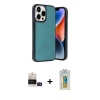 MARSİLYAN™- iPhone 14 Pro Max Kılıf Kıvılcım Işık Serisi - Siyah Polymer Nano Ekran Koruyucu + Bilvis Titan Kamera Lens - SH