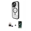MARSİLYAN™- iPhone 14 Pro Max Kılıf Kıvılcım Modern Koleksiyonu - Şeffaf 360 Full Body Arka Koruyucu + Derin Mor Bilvis Titan Kamera Lens
