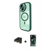 MARSİLYAN™- iPhone 14 Pro Max Kılıf Kıvılcım Modern Koleksiyonu - Şeffaf 360 Full Body Arka Koruyucu + Gold Raze Metal Kamera Lens