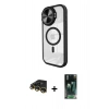 MARSİLYAN™- iPhone 14 Pro Max Kılıf Kıvılcım Modern Koleksiyonu - Şeffaf 360 Full Body Arka Koruyucu + Gold Raze Metal Kamera Lens