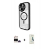MARSİLYAN™- iPhone 14 Pro Max Kılıf Kıvılcım Modern Koleksiyonu - Şeffaf Pasifik Cam Ekran Koruyucu + Bilvis Titan Kamera Lens - DNMR