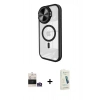 MARSİLYAN™- iPhone 14 Pro Max Kılıf Kıvılcım Modern Koleksiyonu - Şeffaf Pasifik Cam Ekran Koruyucu + Bilvis Titan Kamera Lens - GS