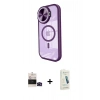 MARSİLYAN™- iPhone 14 Pro Max Kılıf Kıvılcım Modern Koleksiyonu - Şeffaf Pasifik Cam Ekran Koruyucu + Bilvis Titan Kamera Lens - SH