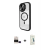 MARSİLYAN™- iPhone 14 Pro Max Kılıf Kıvılcım Modern Koleksiyonu - Şeffaf Pasifik Cam Ekran Koruyucu + Bilvis Titan Kamera Lens - SH