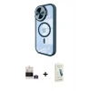 MARSİLYAN™- iPhone 14 Pro Max Kılıf Kıvılcım Modern Koleksiyonu - Şeffaf Pasifik Cam Ekran Koruyucu + Bilvis Titan Kamera Lens - GS