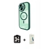 MARSİLYAN™- iPhone 14 Pro Max Kılıf Kıvılcım Modern Koleksiyonu - Şeffaf Pasifik Cam Ekran Koruyucu + Turuncu PVD Metal Kamera Lens