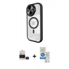 MARSİLYAN™- iPhone 14 Pro Max Kılıf Kıvılcım Modern Koleksiyonu - Şeffaf Royal Nano Ekran Koruyucu + Siyah Bilvis Titan Kamera Lens
