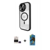 MARSİLYAN™- iPhone 14 Pro Max Kılıf Kıvılcım Modern Koleksiyonu - Siyah 18D Cam Ekran Koruyucu + Bilvis Titan Kamera Lens - DNMR