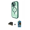 MARSİLYAN™- iPhone 14 Pro Max Kılıf Kıvılcım Modern Koleksiyonu - Siyah 18D Cam Ekran Koruyucu + Raze Metal Kamera Lens - GD