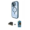 MARSİLYAN™- iPhone 14 Pro Max Kılıf Kıvılcım Modern Koleksiyonu - Siyah 18D Cam Ekran Koruyucu + Raze Metal Kamera Lens - GD