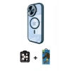 MARSİLYAN™- iPhone 14 Pro Max Kılıf Kıvılcım Modern Koleksiyonu - Siyah 18D Cam Ekran Koruyucu + PVD Metal Kamera Lens - TU