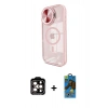 MARSİLYAN™- iPhone 14 Pro Max Kılıf Kıvılcım Modern Koleksiyonu - Siyah 18D Cam Ekran Koruyucu + PVD Metal Kamera Lens - TU