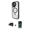 MARSİLYAN™- iPhone 14 Pro Max Kılıf Kıvılcım Modern Koleksiyonu - Siyah 360 Mat Full Body Arka Koruyucu + Raze Metal Kamera Lens - GS
