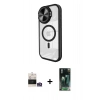 MARSİLYAN™- iPhone 14 Pro Max Kılıf Kıvılcım Modern Koleksiyonu - Siyah 360 Mat Full Body Arka Koruyucu + Bilvis Titan Kamera Lens - GS
