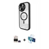 MARSİLYAN™- iPhone 14 Pro Max Kılıf Kıvılcım Modern Koleksiyonu - Siyah 3D Antistatik Cam Ekran Koruyucu + Bilvis Titan Kamera Lens - DNMR