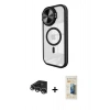 MARSİLYAN™- iPhone 14 Pro Max Kılıf Kıvılcım Modern Koleksiyonu - Siyah 6D Mat Seramik Hayalet Nano Ekran Koruyucu + Raze Metal Kamera Lens - GS