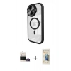 MARSİLYAN™- iPhone 14 Pro Max Kılıf Kıvılcım Modern Koleksiyonu - Siyah 6D Mat Seramik Hayalet Nano Ekran Koruyucu + Bilvis Titan Kamera Lens - GD