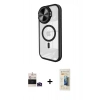 MARSİLYAN™- iPhone 14 Pro Max Kılıf Kıvılcım Modern Koleksiyonu - Siyah 6D Mat Seramik Hayalet Nano Ekran Koruyucu + Bilvis Titan Kamera Lens - DNMR