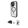 MARSİLYAN™- iPhone 14 Pro Max Kılıf Kıvılcım Modern Koleksiyonu - Siyah Bilvis 3D Mat Cam Ekran Koruyucu + Raze Metal Kamera Lens - GS