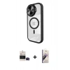 MARSİLYAN™- iPhone 14 Pro Max Kılıf Kıvılcım Modern Koleksiyonu - Siyah Bilvis 3D Mat Cam Ekran Koruyucu + Bilvis Titan Kamera Lens - SH