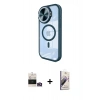 MARSİLYAN™- iPhone 14 Pro Max Kılıf Kıvılcım Modern Koleksiyonu - Siyah Bilvis 3D Mat Cam Ekran Koruyucu + Gold Bilvis Titan Kamera Lens