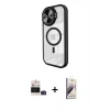 MARSİLYAN™- iPhone 14 Pro Max Kılıf Kıvılcım Modern Koleksiyonu - Siyah Bilvis 3D Mat Cam Ekran Koruyucu + Bilvis Titan Kamera Lens - DNMR