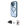 MARSİLYAN™- iPhone 14 Pro Max Kılıf Kıvılcım Modern Koleksiyonu - Siyah Bilvis 3D Mat Cam Ekran Koruyucu + Raze Metal Kamera Lens - GS
