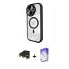 MARSİLYAN™- iPhone 14 Pro Max Kılıf Kıvılcım Modern Koleksiyonu - Siyah Bilvis 5in1 3D Magic Cam Ekran Koruyucu + Raze Metal Kamera Lens - GD