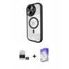 MARSİLYAN™- iPhone 14 Pro Max Kılıf Kıvılcım Modern Koleksiyonu - Siyah Bilvis 5in1 3D Magic Cam Ekran Koruyucu + Bilvis Titan Kamera Lens - GS