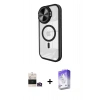 MARSİLYAN™- iPhone 14 Pro Max Kılıf Kıvılcım Modern Koleksiyonu - Siyah Bilvis 5in1 3D Magic Cam Ekran Koruyucu + Bilvis Titan Kamera Lens - GD