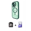 MARSİLYAN™- iPhone 14 Pro Max Kılıf Kıvılcım Modern Koleksiyonu - Siyah Bilvis 5in1 5D Magic Hayalet Cam Ekran Koruyucu + Turuncu PVD Metal Kamera Lens