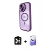MARSİLYAN™- iPhone 14 Pro Max Kılıf Kıvılcım Modern Koleksiyonu - Siyah Bilvis 5in1 5D Magic Hayalet Cam Ekran Koruyucu + Turuncu PVD Metal Kamera Lens