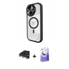 MARSİLYAN™- iPhone 14 Pro Max Kılıf Kıvılcım Modern Koleksiyonu - Siyah Bilvis 5in1 5D Magic Hayalet Cam Ekran Koruyucu + Raze Metal Kamera Lens - GS
